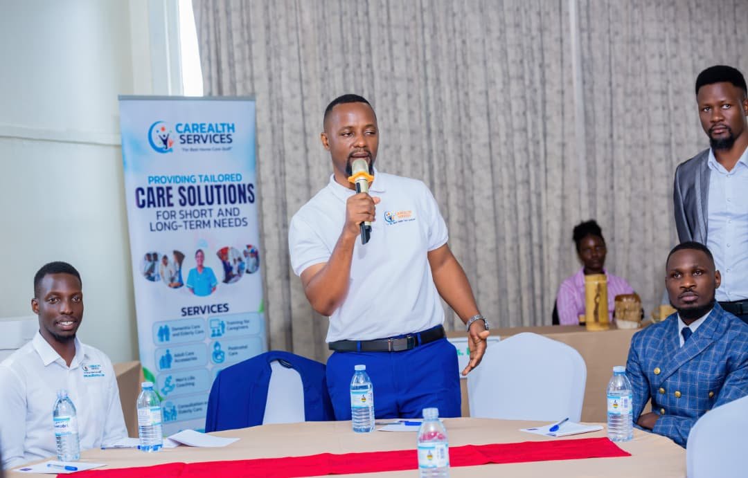 A Carealth Services founder addressing a team event